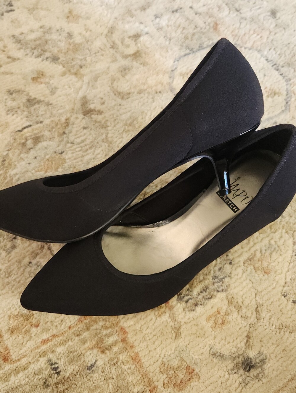Impo Stretch Black Kitten Heel Pumps Size 7 M Comfort